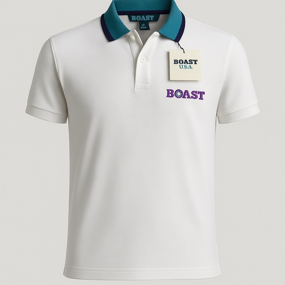 BOAST USA Vintage Womens‎ Tennis Polo Shirt – Size S – White – NWT